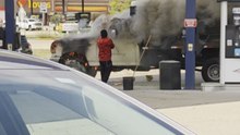 Fire breaks out in truck at gas station right after refueling