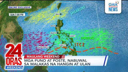 Online Exclusive: Mga puno at poste, nabuwal sa malakas na hangin at ulan | 24 Oras Weekend