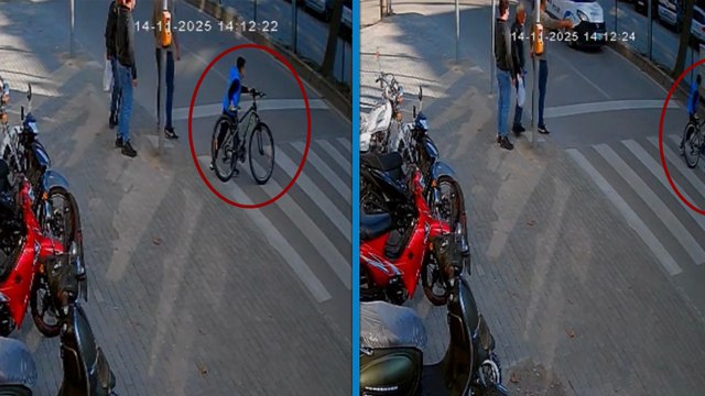 Polis aracının bisikletiyle karşıya geçen çocuğa çarptığı kaza kamerada
