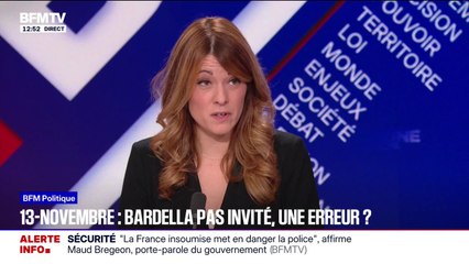 Maud Bregeon, porte-parole du gouvernement, répond à Jordan Bardella qui s'était plaint de ne pas avoir été convié aux commémorations du 13-Novembre