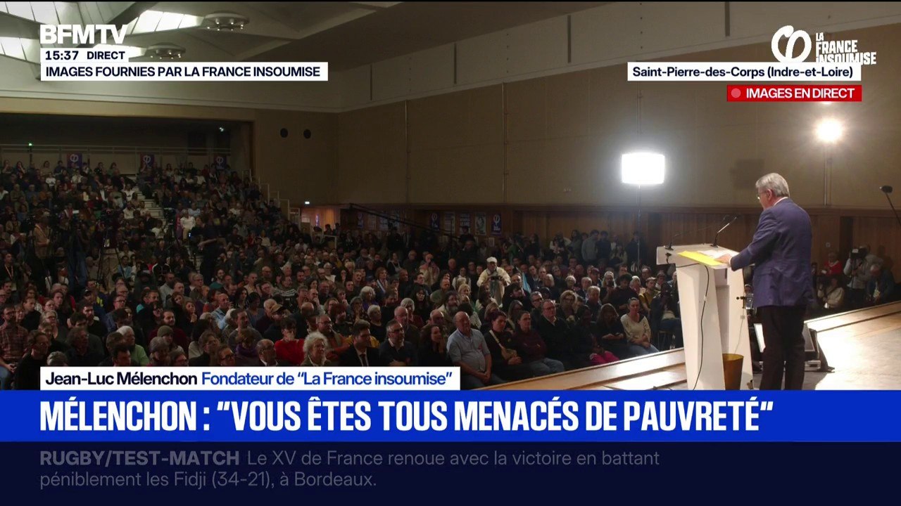 "Dites-vous bien que de pauvreté et de malheur vous êtes tous menacés, si vous laissez continuer cette politique", déclare Jean-Luc Mélenchon lors de son meeting à Saint-Pierre-Des-Corps
