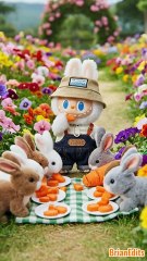 Labubu Shares a Carrot with Bunnies #labubu #labubuviral #cute #toys #funny #healing