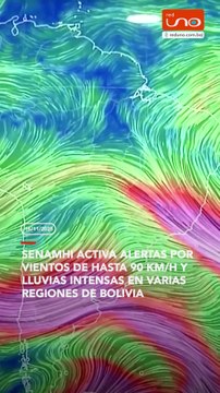 SENAMHI activa alertas por vientos de hasta 90 km/h y lluvias intensas en varias regiones de Bolivia