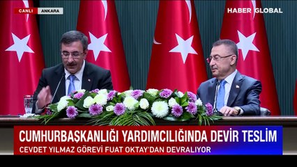 Cumhurbaşkanlığı yardımcılığında devir teslim! Fuat Oktay görevi Cevdet Yılmaz'a bıraktı