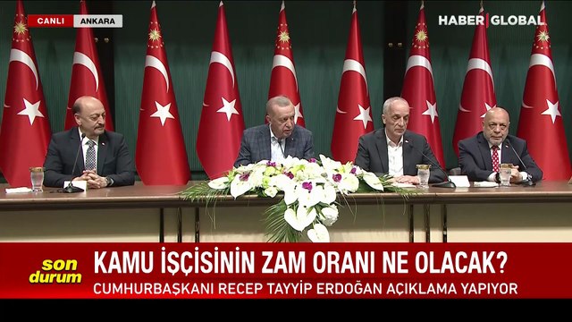 Cumhurbaşkanı Erdoğan kamu işçisine zam oranını açıkladı