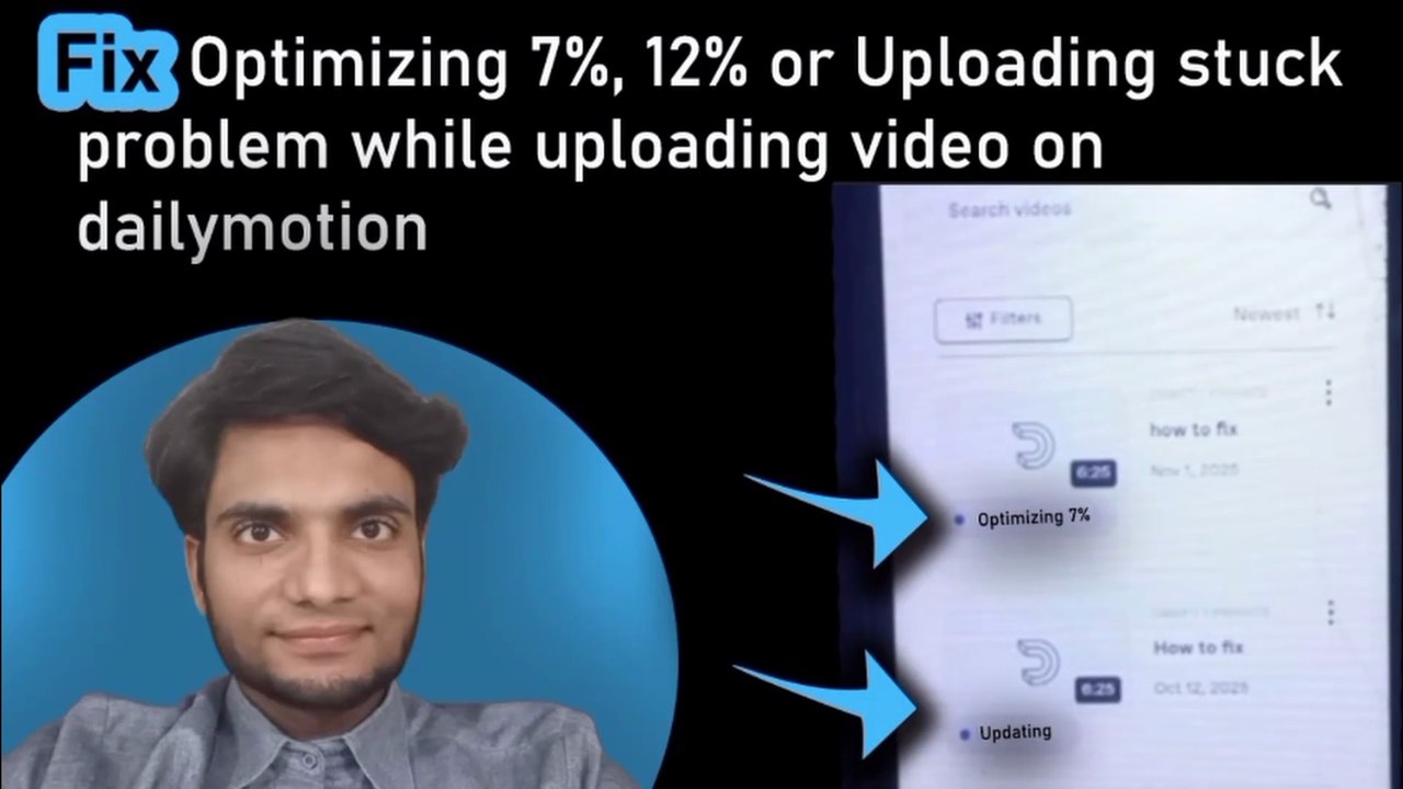 How to fix Optimizing 7%, 12% or Uploading problem while uploading video on dailymotion