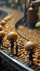 Tiny Workers Transporting Coffee Beans _ Miniature Coffee World