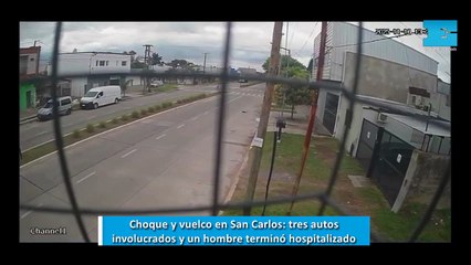 Violento choque y vuelco en San Carlos: un hombre debió ser hospitalizado