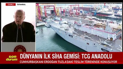 TCG Anadolu Donanma'ya teslim edildi! Erdoğan: Milli uçak gemisi için büyük adım