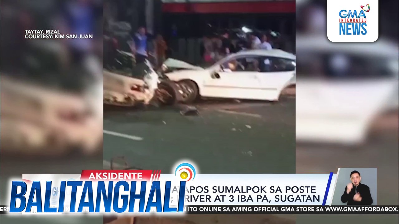 Kotse, nahati matapos sumalpok sa poste ng ilaw...