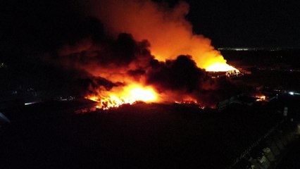 Drone shows fire after explosion in Argentine industrial park