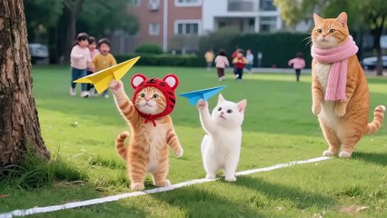 ✈️😿 Tiger-Hat Kitten Cries Over Failed Paper Planes — Then Wins Best Design! 🏆🐾