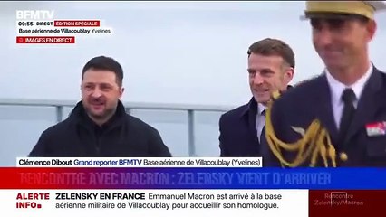 Emmanuel Macron a accueilli ce matin Volodymyr Zelensky sur la base aérienne de Villacoublay, près de Paris, avant la signature d’un accord d’armement - VIDEO