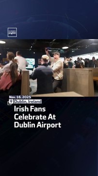 Irish Fans Celebrate At Dublin Airport