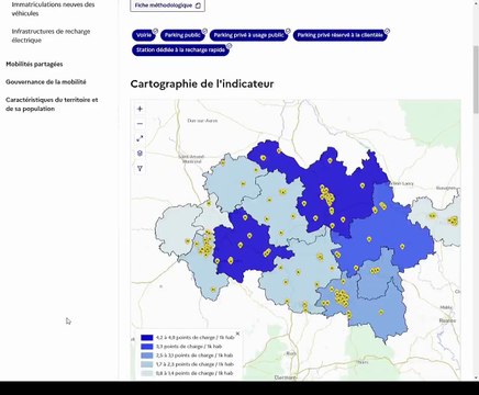 Tableau de bord des mobilités durables - Tutoriel n°5.b : Fonctionnalités des cartes dans les pages graphiques avancés