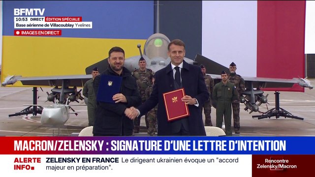 Armement français pour la défense de l'Ukraine: Emmanuel Macron et Volodymyr Zelensky signent une lettre d'intention