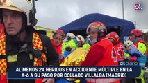 Al menos 24 heridos en accidente múltiple en la A-6 a su paso por Collado Villalba (Madrid)