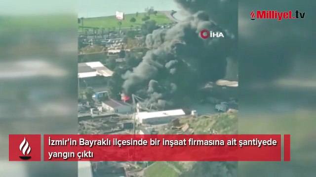 İzmir'de şantiye yangını! Kara dumanlar gökyüzünü kapladı