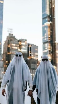 Two Boys Seen Wearing Ghost Costumes on Road — Drivers Shocked by Unexpected Night Moment!