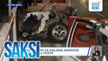 Kotse, nahati sa dalawa matapos sumalpok sa poste | Saksi