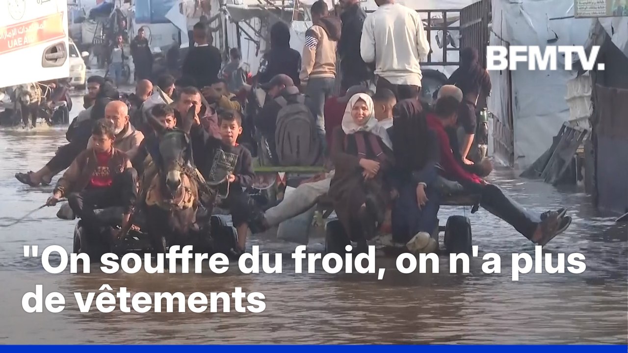Les Gazaouis confrontés à de fortes inondations...