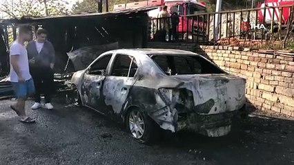 Beykoz'da korkutan yangın: Garaj ve otomobil yanarak adeta kül oldu