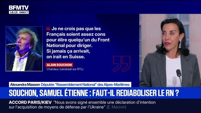 Alain Souchon ne croit pas à un président RN en 2027: pour Alexandra Masson, députée RN, le chanteur chante juste dans la musique, mais chante très faux en politique