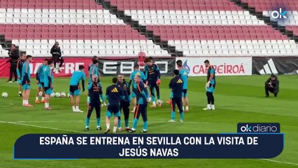 España se entrena en Sevilla con la visita de Jesús Navas