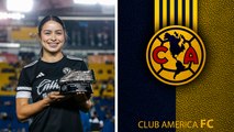 Scarlett Camberos recibe reconocimiento por su 50 goles junto al América Femenil previo a la gran final