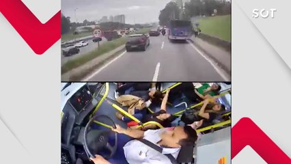 Ônibus descontrolado causa engavetamento com 12 feridos na Raposo Tavares