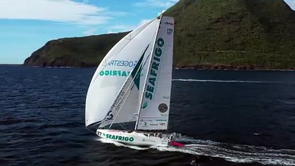 [TRANSAT CAFÉ L'OR]  L'arrivée de Guillaume Pirouelle et Cédric Chateau (Seafrigo-Sogestran), 1er en Class40