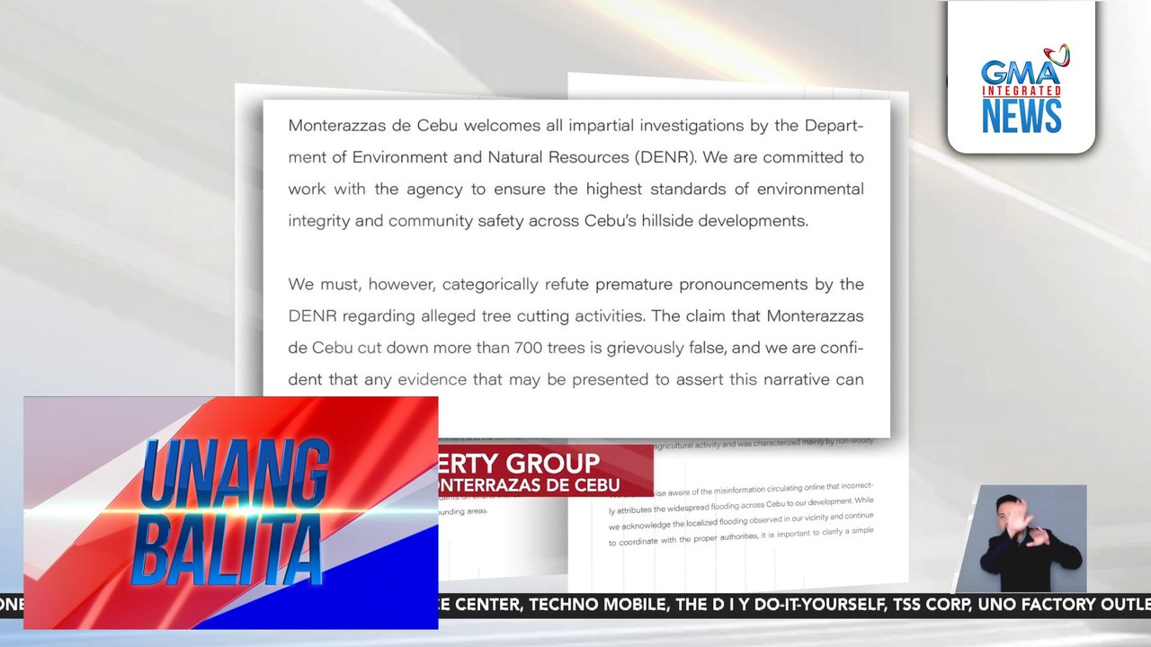 Mont Property Group na developer ng Monterrazas de Cebu, itinanggi ang ilang alegasyon ng DENR | Unang Balita