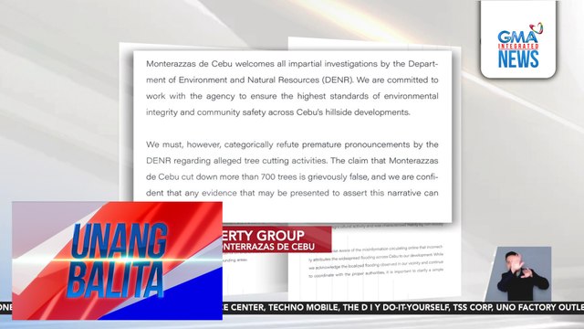 Mont Property Group na developer ng Monterrazas de Cebu, itinanggi ang ilang alegasyon ng DENR | Unang Balita