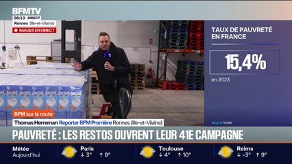 Les Restos du cœur lancent leur 41e campagne d'hiver alors que le taux de pauvreté en France a atteint 15,4% en 2023, selon l'Insee
