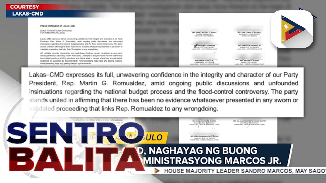 Lakas-CMD, naghayag ng buong suporta sa administrasyong Marcos Jr.; Liderato ng Kamara, tiniyak na kaisa sila sa paglilinis ng pamahalaan vs. katiwalian | ulat ni Mela Lesmoras