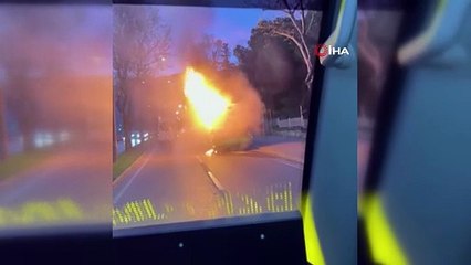 Motor kısmı küle dönen otobüsteki yolcular, büyük panik yaşadı