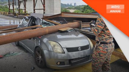 Wanita terselamat, kereta dihempap runtuhan binaan ECRL di Batu Caves