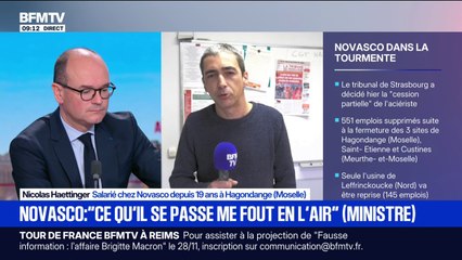 "J'ai perdu mon emploi, j'ai perdu ma fierté", déplore Nicolas Haettinger, salarié chez Novasco, auprès du ministre de l'Industrie