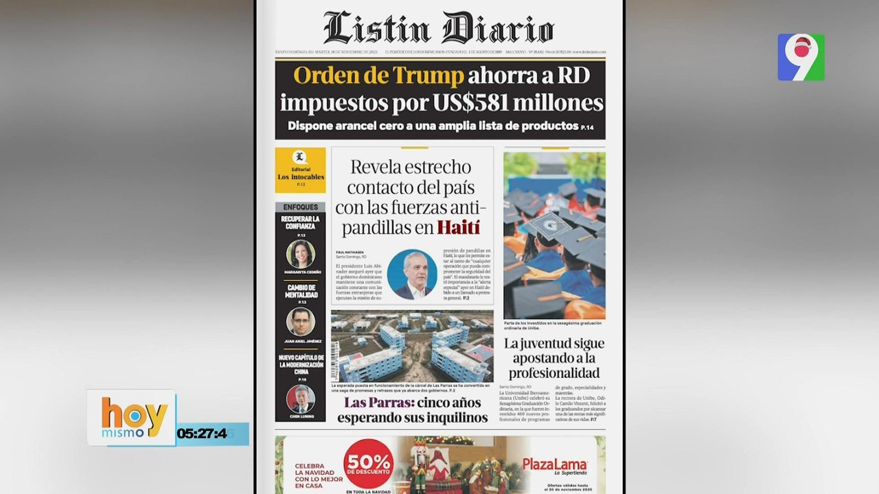 Titulares prensa dominicana martes 18 de noviembre 2025 | Hoy Mismo