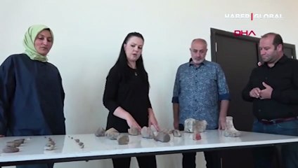 Pulur Höyük'te 3 bin yıllık insan yüzlü seramik kap parçası bulundu