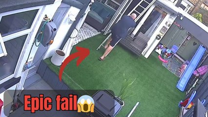 Man falls after ladder slips beneath him while attempting to fix something