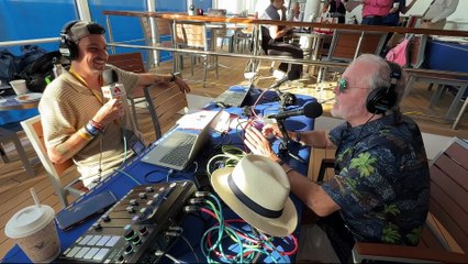 Coop chats with Jim Cummings, Voice Actor of Ed the Hyena, Lion King and Nessus the River Centaur, Tall Thebian, Elderly Thebian, Hercules, on board the Disney Destiny