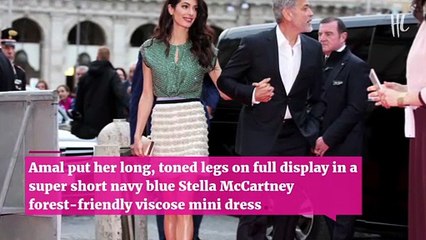 Amal Clooney Stuns In Blue Mini Dress While Holding Hands With George