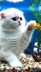 Adorable Kitten Tries to Catch Fish from Aquarium — Too Cute to Handle!