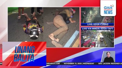 2 rider, sugatan sa banggaan ng kanilang motorsiklo sa Commonwealth Avenue; closed van, nadamay sa aksidente | Unang Balita
