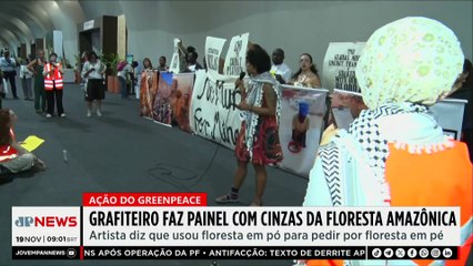 COP30: Artista faz painel com cinzas da Floresta Amazônica