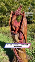 Artist Turns a Single Log Into a Fierce 6-Foot Dragon Using a Chainsaw|| Heartsome 💖