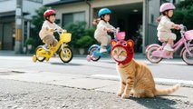 Ramen-Shop Mom & Little Juice-Maker—Tiger-Hat Kitten Finally Gets His Dream Bike
