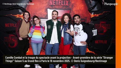 Constance et Guillaume Labbé en famille au Grand Rex aux côtés de Camille Combal pour l’avant-première de Stranger Things