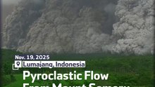 Pyroclastic Flow From Mount Semeru Volcano in Indonesia